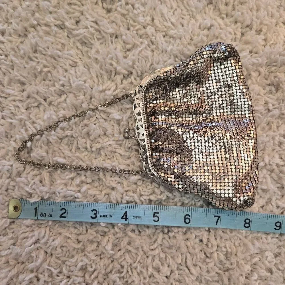 Whiting & Davis Silver Metal Mesh Bag #2957 Lined Vintage 1940s-1950s